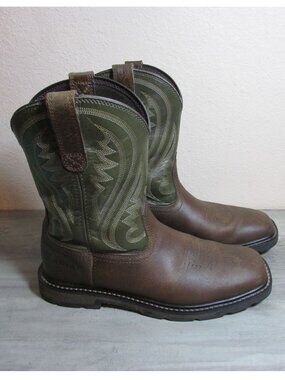 Ariat | Shoes | Ariat Mens Work Brown Leather Cowboy Square  display picture 1